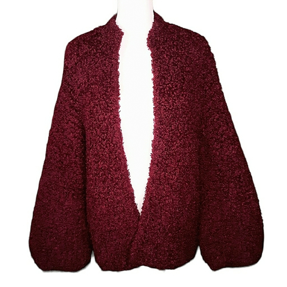 VINTAGE 70s DVF Full Sleeve Chunky Burgundy Cardigan M
